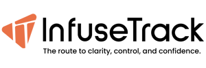 InfuseTrack Logo – tagline – orange + black – RGB